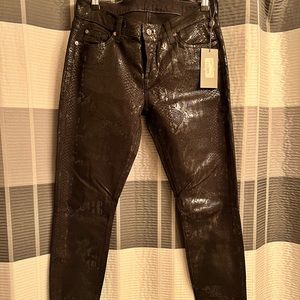 NWT 7 Brand Croc Faux Leather 5 Pocket Jeans, Reg length, low rise, size 30